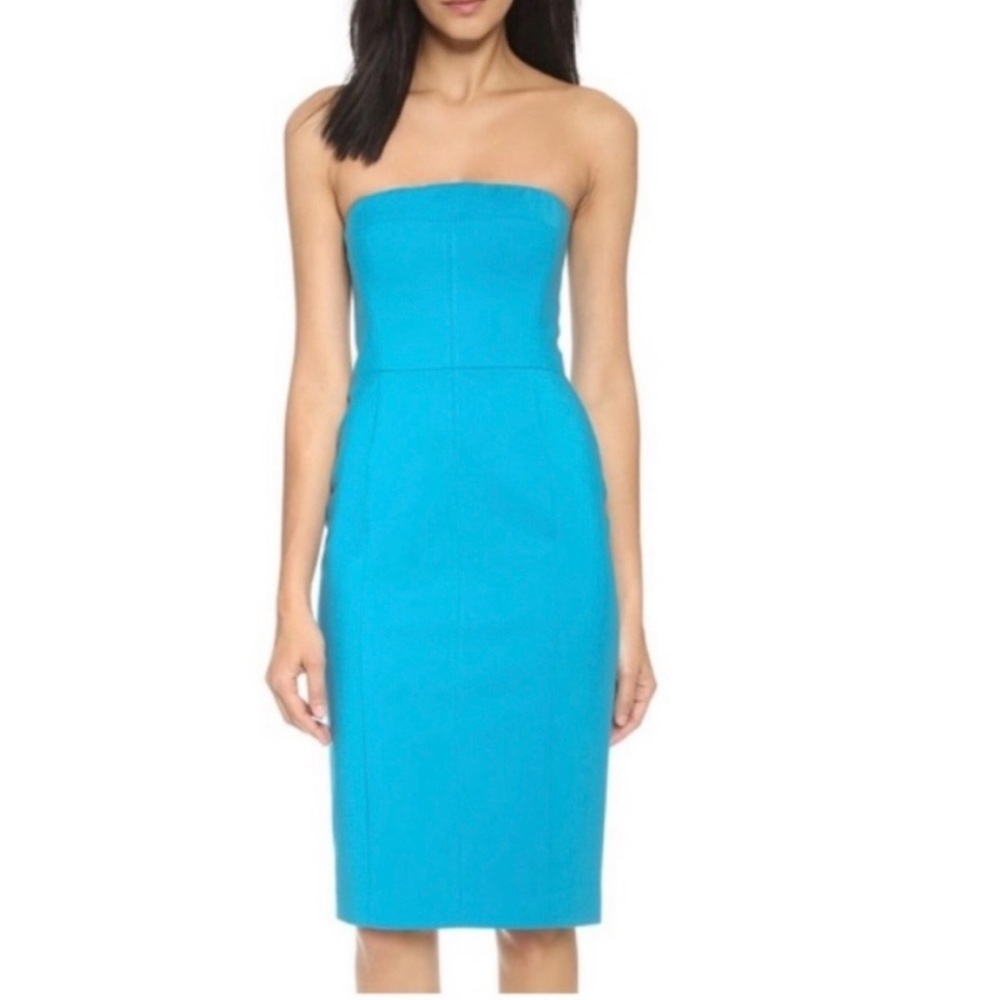 Black Halo Blue Strapless Sheath Midi Dress size 4